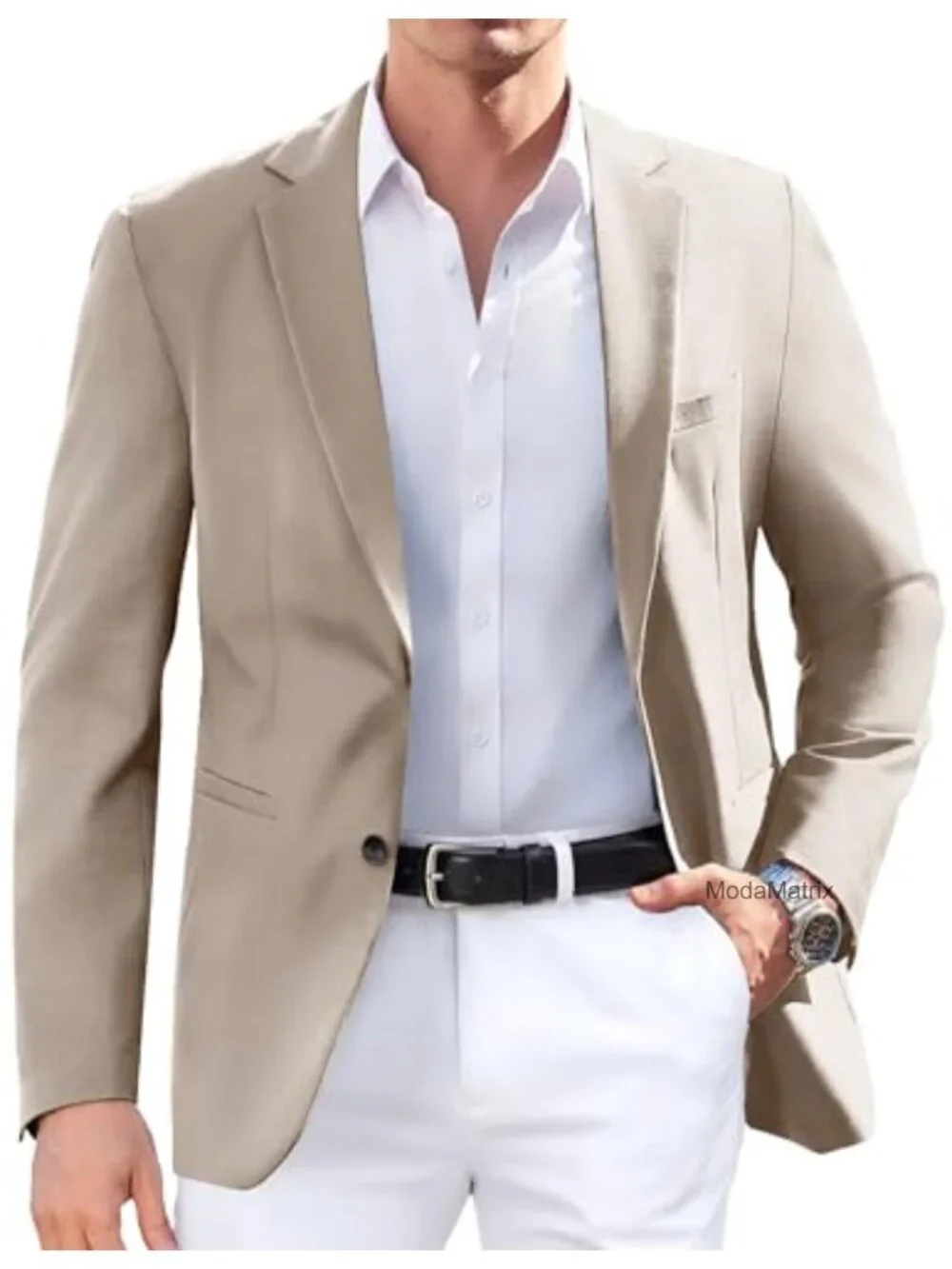Mens Lightweight Polyester Sport Coat Blazer Two Button Business Casual